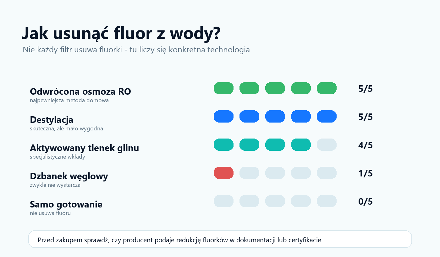 Porównanie metod usuwania fluoru z wody