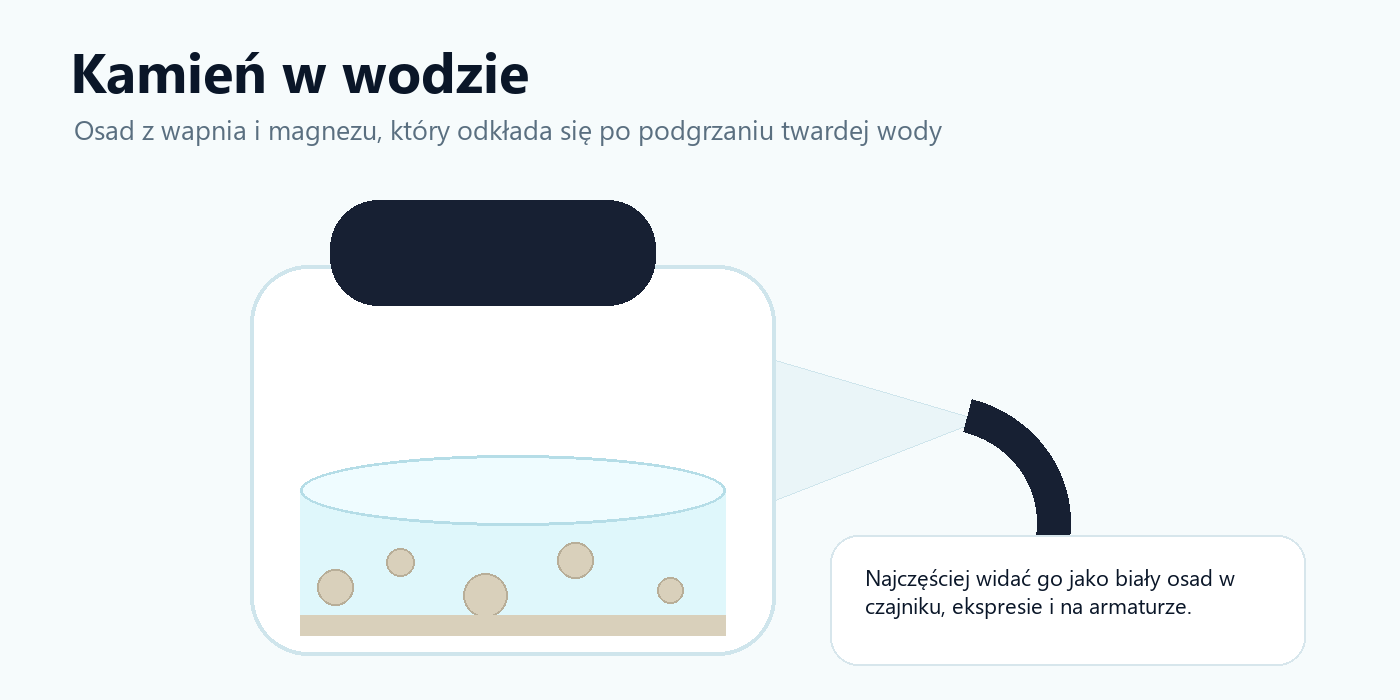 Ilustracja czajnika z osadem kamienia z twardej wody