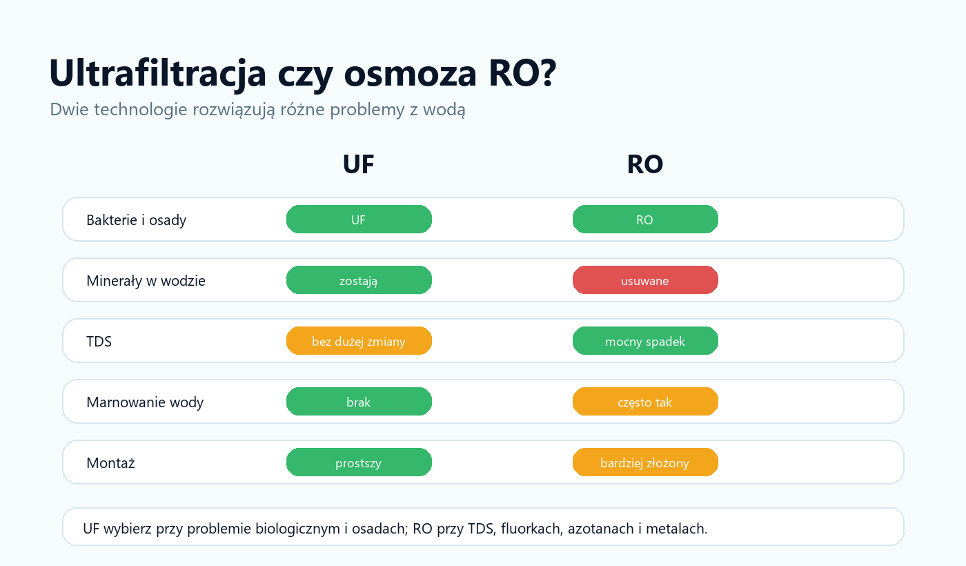 Porównanie ultrafiltracji i odwróconej osmozy