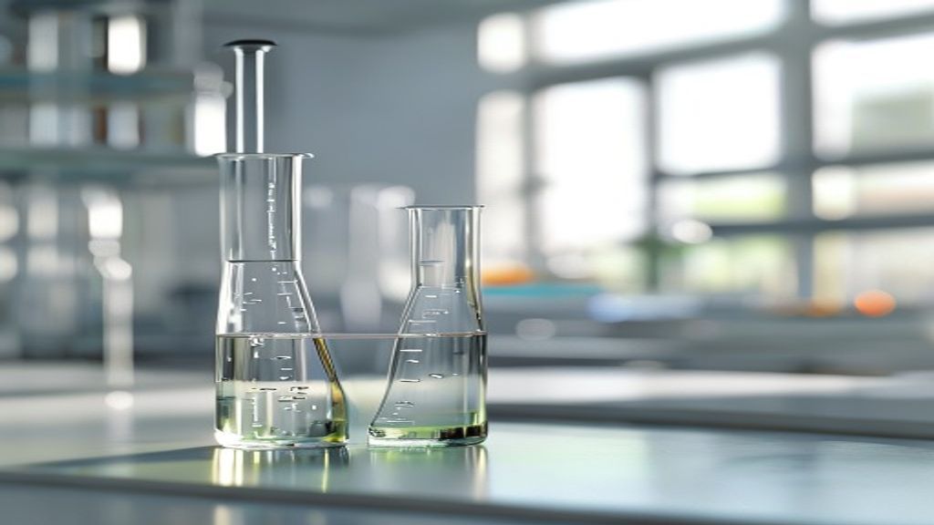 Laboratoryjne badanie próbki wody w zlewce na stole laboratoryjnym